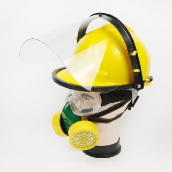  新款配备防护面屏、护目镜和防毒面具的安全帽组合	